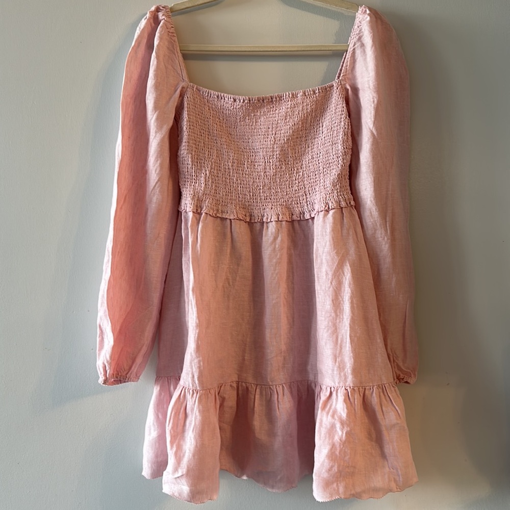 Aritzia Pink Smocked Mini Dress - Picture 2 of 11